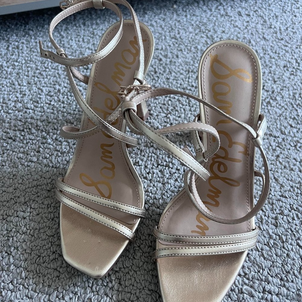 Sam Edelman Metallic Champagne Strappy Heels